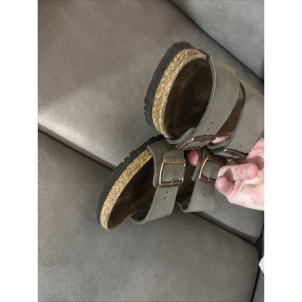 GUC WOMEN’S BIRKENSTOCK ARIZONA SANDALS SIZE 38 EU GRAY/GREEN - Picture 8 of 10